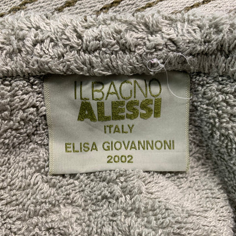 ALESSI Size S Green Textured Cotton Bath Robe and Tied Towel