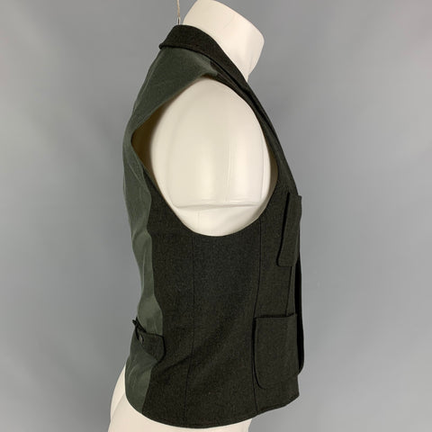 RAG & BONE Size 40 Hunter Green Herringbone Wool Nylon Vest