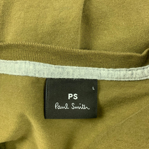 PS by PAUL SMITH Size L Olive Black Graphic Cotton Crew-Neck T-shirt