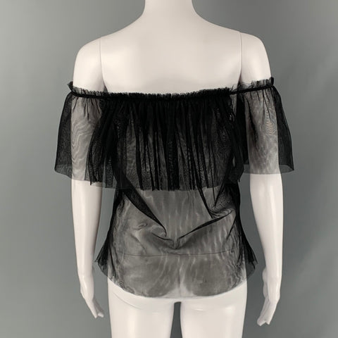 REFORMATION Size S Black Sheer Crew-Neck Dress Top