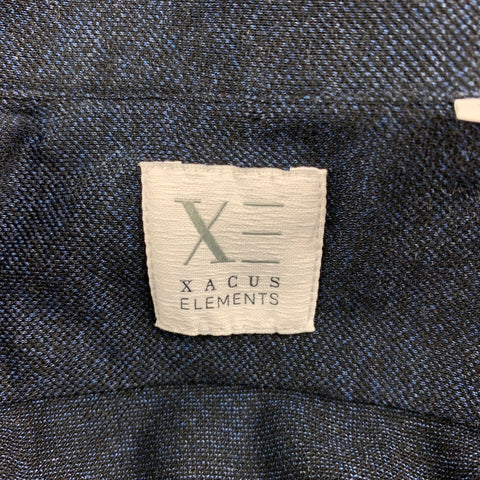 XACUS Size L Navy & Black Cotton Long Sleeve Shirt