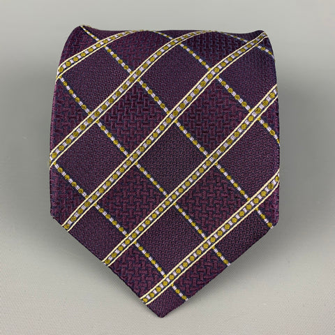 BRIONI Purple White Textured Silk Tie