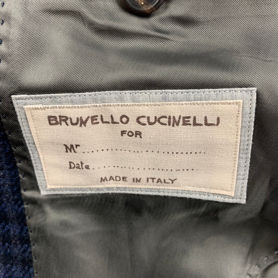 BRUNELLO CUCINELLI Size 42 Navy Gray Red Plaid Cashmere Sport Coat