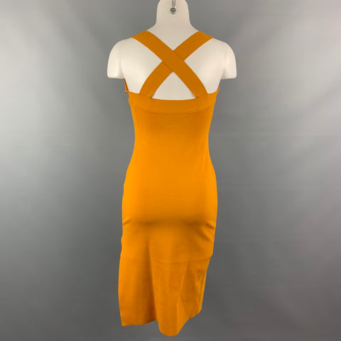 ZEYNEP ARCAY Taille 4 Robe de cocktail en viscose stretch moutarde avec fente latérale
