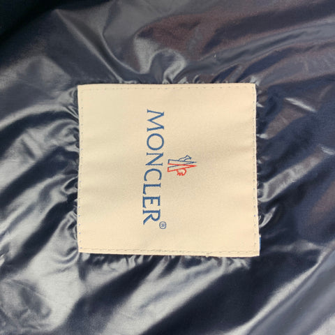 MONCLER Size XL Blue & Navy Quilted Polyamide Zip Up Jacket