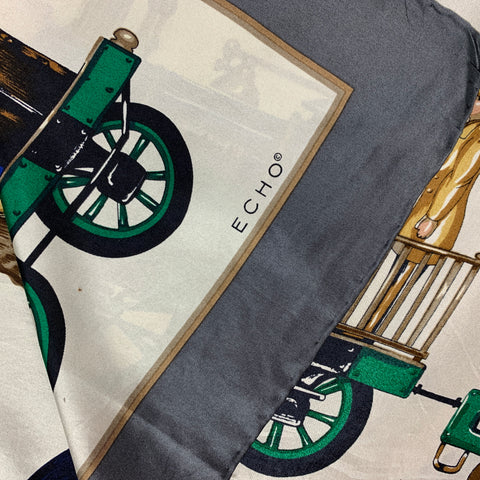 ECHO Cream & Grey Vintage Toy Print Twill Scarf