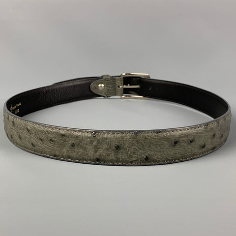 KAROO CLASSICS Size 38 Grey Ostrich Leather Belt