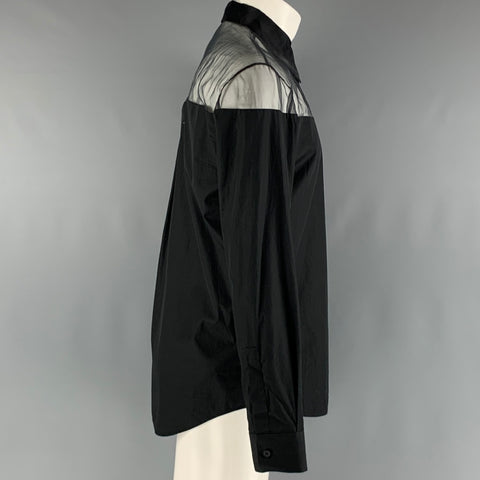 MAISON MARGIELA Size M Black Cotton  Polyester Mixed Fabrics Button Up Shirt