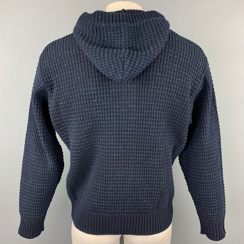 45rpm Size XL Navy Ribbed Cotton Hooded Zip Up Jacket