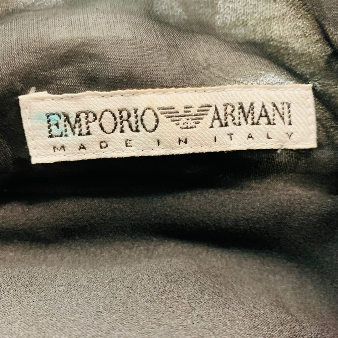 EMPORIO ARMANI Size S Black Polyester Ruffled Zip Up Coat