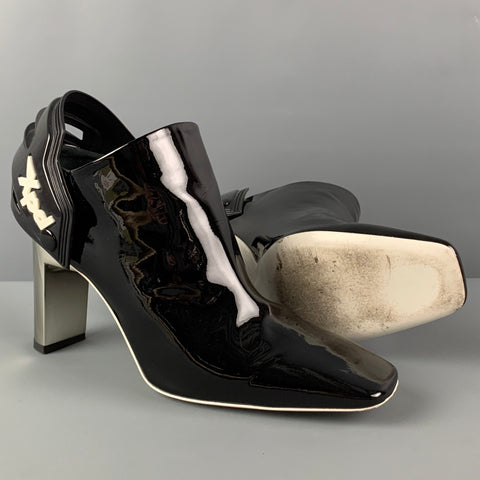 ALYX Size 10 Black Silver Patent Leather Ankle Boots