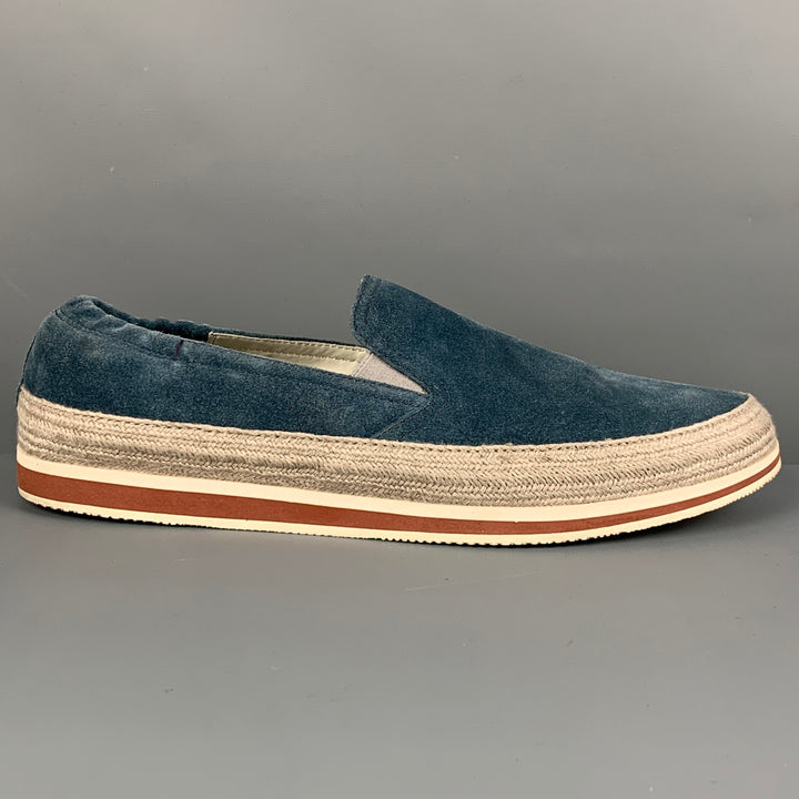PRADA SPORT Size 9 Blue Grey Two Toned Suede Slip On Loafers