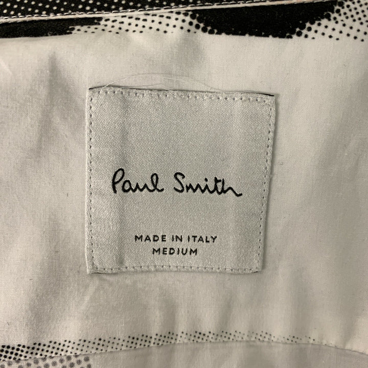 PAUL SMITH Size M White &  Black Print Cotton Button Up Long Sleeve Shirt