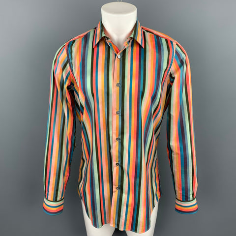PAUL SMITH Size M Multi-Color Stripe Cotton Button Up Long Sleeve Shirt