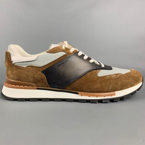 BERLUTI Taille 11,5 Baskets en nylon color block gris clair et marron