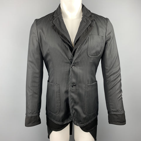 COMME des GARCONS HOMME PLUS Size S Black Mixed Fabrics Wool Blend Coat