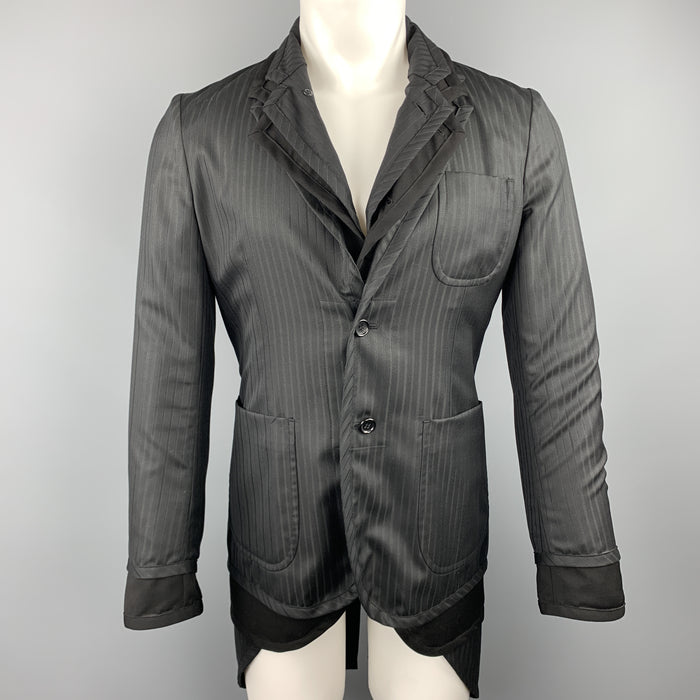 COMME des GARCONS HOMME PLUS Size S Black Mixed Fabrics Wool Blend Coat