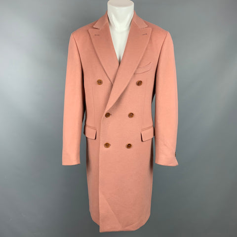 TODD SNYDER Size 42 Rose Wool / Cashmere Peak Lapel Double Breasted Coat
