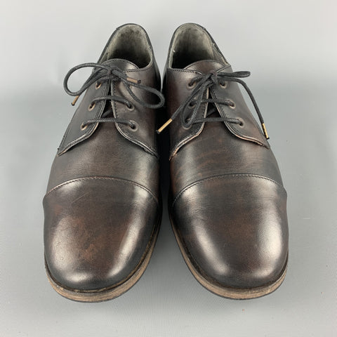 KSUBI Size 11 Brown Antique Leather Lace Up Cap Toe Shoe