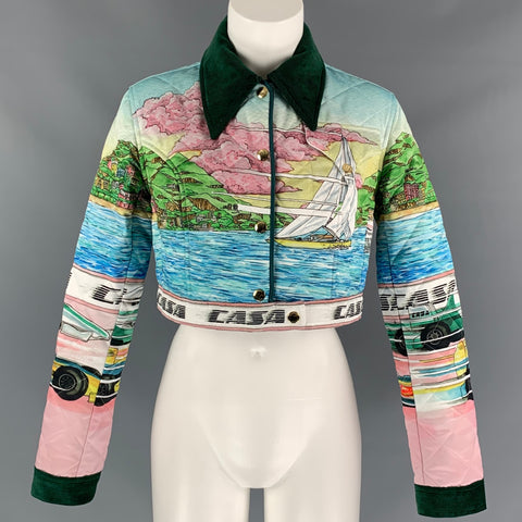 CASABLANCA Chaqueta corta de satén estampada multicolor talla XS