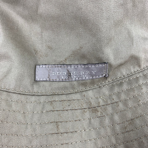 BURBERRY LONDON Beige Plaid Cotton Reversible Bucket Hat