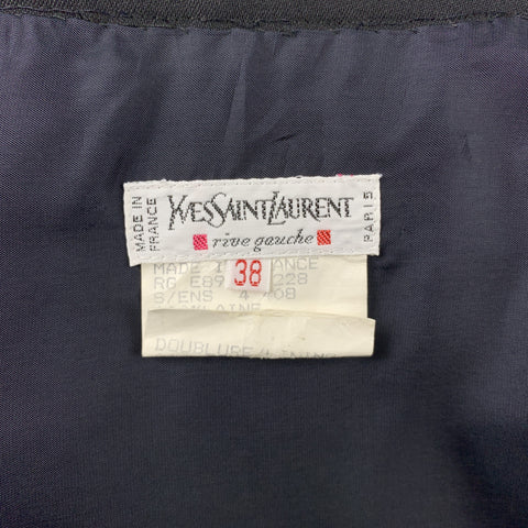 Vintage YVES SAINT LAURENT Rive Gauche Size 6 Navy Wool Pencil Skirt