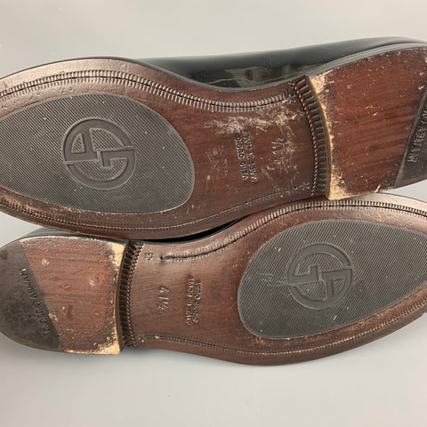 GIORGIO ARMANI Size 8.5 Black Leather Slip On Loafers