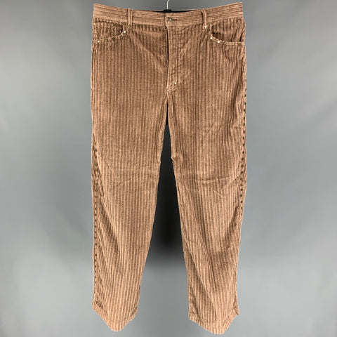 PHIPPS Talla 36 Pantalones casuales con bragueta de botones de algodón de pana marrón