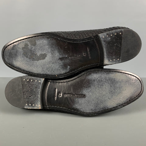 BOTTEGA VENETA Size 9 Black Woven Slip On Loafers