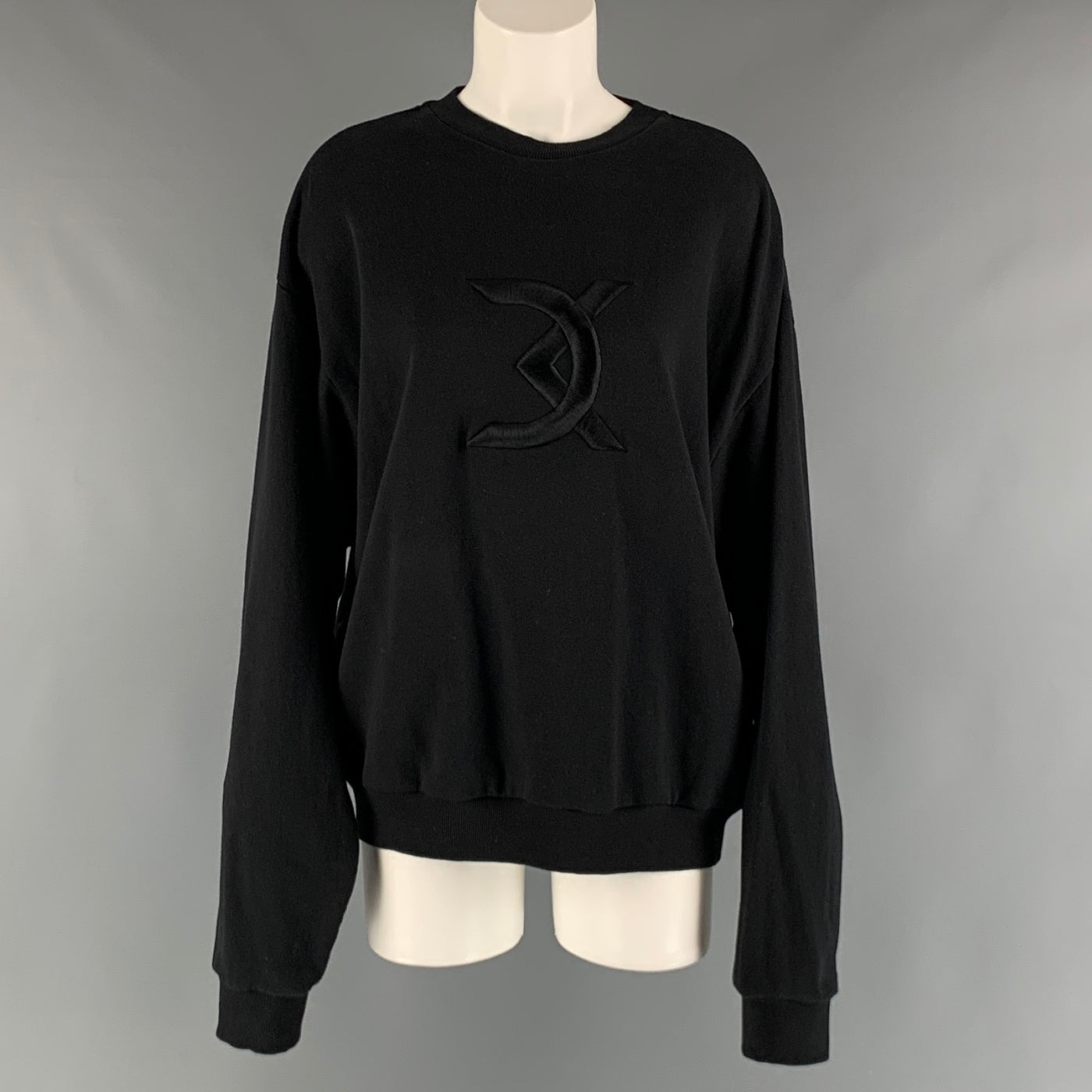 DAVID KOMA Size XS Black Cotton Embroidered Sweatshirt Pullover