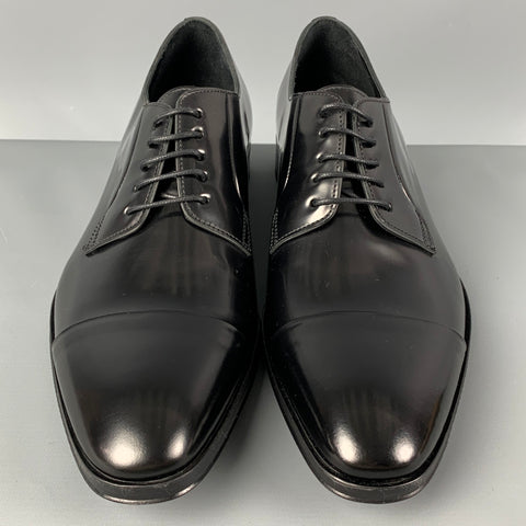 PAUL SMITH Size 9.5 Black Leather Cap Toe Shoes