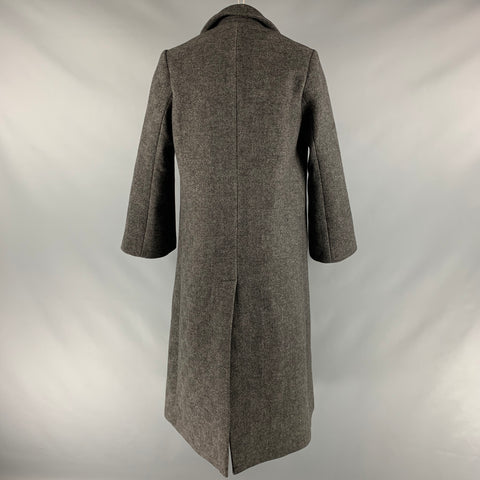 FACONNABLE Size M Black Grey Wool Polyester Stripe Single Breasted Coat