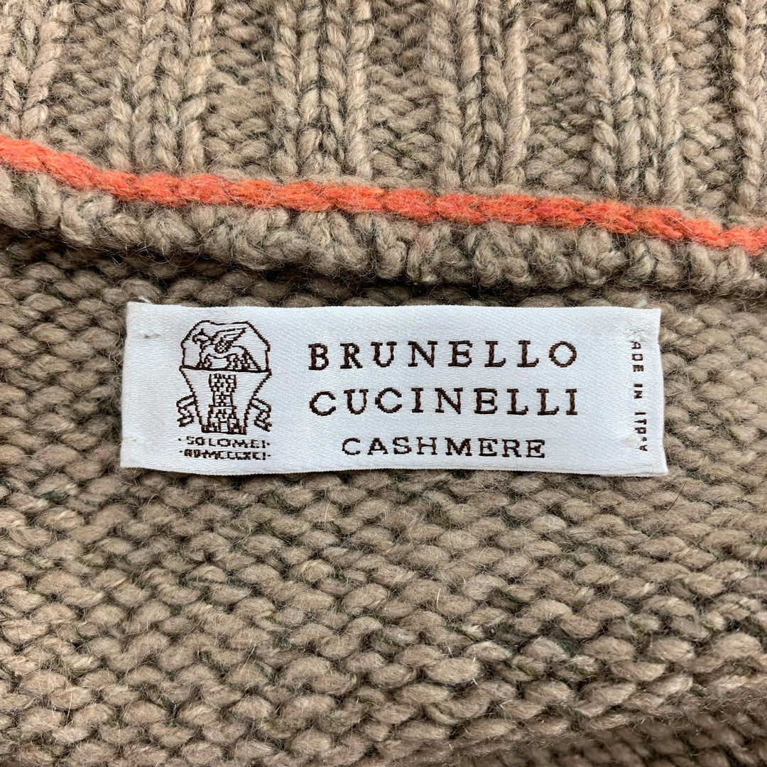 BRUNELLO CUCINELLI Size 42 Oatmeal Fairisle Cashmere Buttoned Jacket