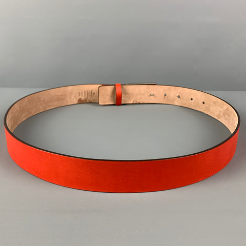 GUCCI Size 36 Orange Silver Leather Belt