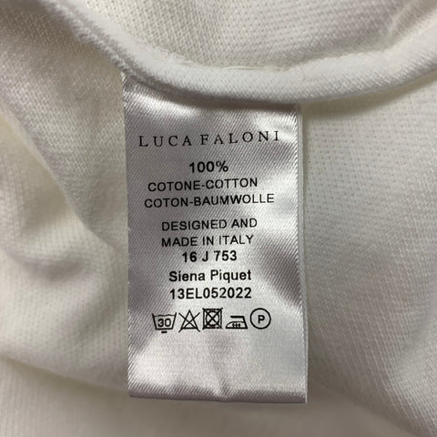 LUCA FALONI Size L White Pique Cotton Long Sleeve Shirt
