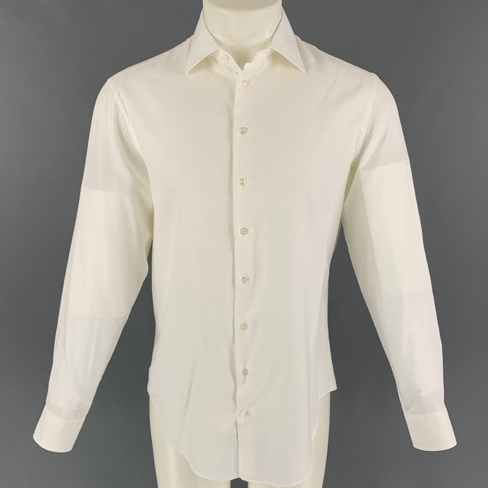 GIORGIO ARMANI Camisa de manga larga con botones de algodón blanco talla S