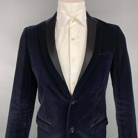 ALLESANDRO DELL' ACQUA Size 38 Navy Cotton Velvet Sport Coat
