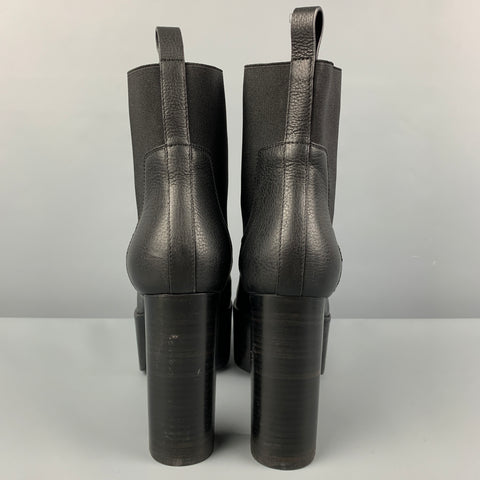 RICK OWENS Size 7.5 Black Leather 65mm Platform Boots