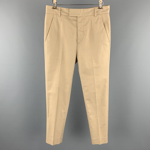 PHILLIP LIM Talla 28 Pantalones casuales con lengüeta en la parte delantera de mezcla de algodón caqui