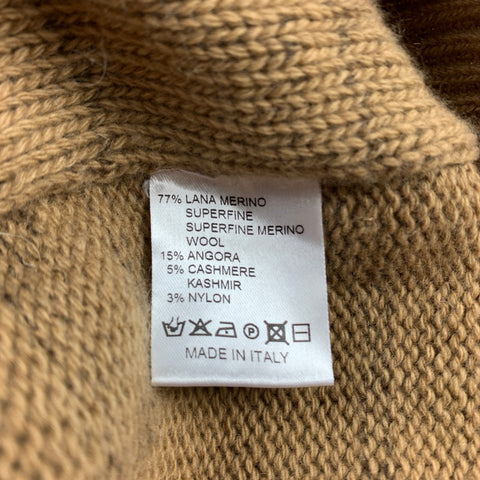 ROBERTO COLLINA Size L Tan & Grey Knitted Wool Blend Crew-Neck Sweater