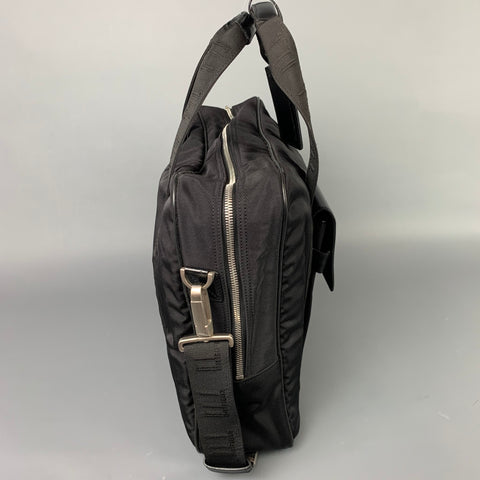 DUNHILL Black Canvas Leather Trim Laptop Bag