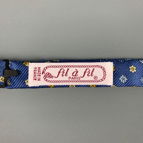 FIL A FIL Blue Yellow Floral Silk Bow Tie