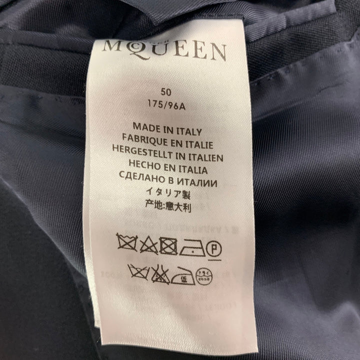 ALEXANDER MCQUEEN Size 40 Black White Wool Raw Edge Notch Lapel Sport Coat