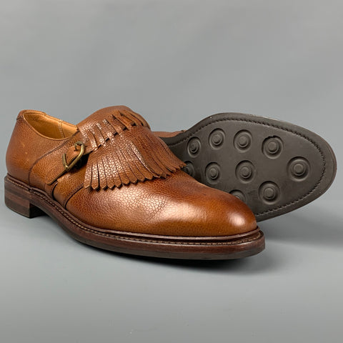 RALPH LAUREN Size 11.5 Tan Fringe Leather Lace Up Shoes