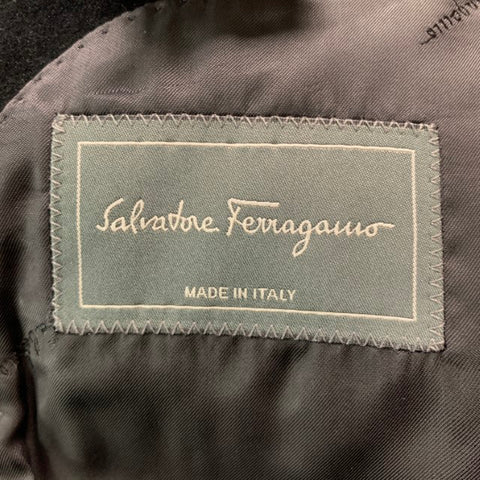 SALVATORE FERRAGAMO Size 42 Black Solid Wool Mohair Sport Coat