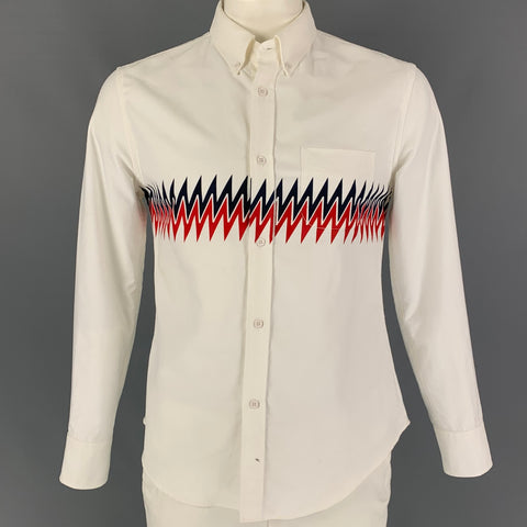 BAND OF OUTSIDERS Size M White Navy Cotton Long Sleeve Shirt