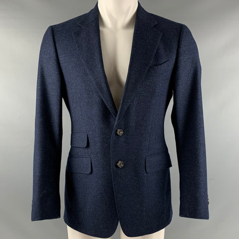 BECKETT et ROBB Taille 38 Manteau de sport en laine chinée marine avec patchs aux coudes