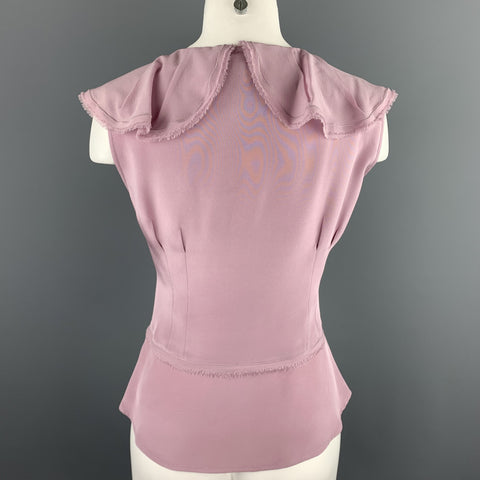 ZAC POSEN Taille 8 Blouse sans manches à col noué en soie lavande