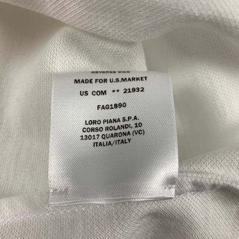 LORO PIANA Size M White Cotton Long Sleeve Polo