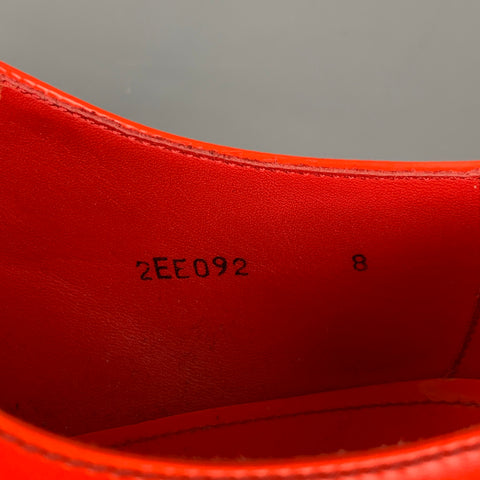 PRADA Taille 9 Chaussures à lacets en cuir blanc orange